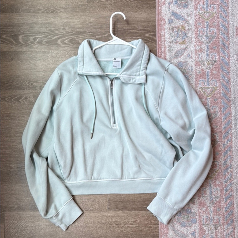 All in Motion Seafoam Green Cropped Quarter Zip Pullover